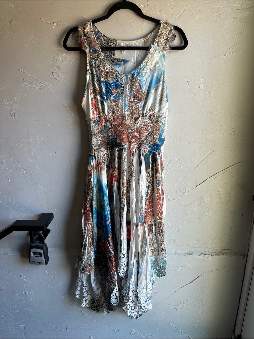 Pretty Angel Silk Blend Boho Handkerchief Hem Dress Fairycore Festival Gypsy S